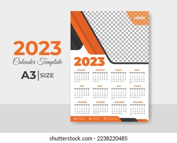 2023 new year modern colorful business wall calendar template design