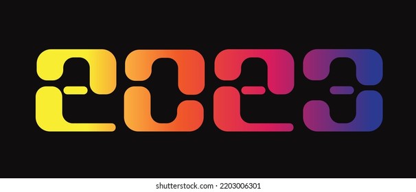 2023 New Year numbers design. Colorful futuristic style.