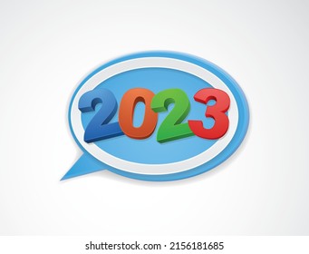 2023 new year numbers in speech bubble 3d icon
