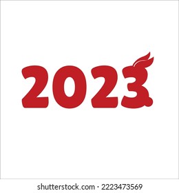 2023 New Year Numeric with Bunny's Ears and Tail