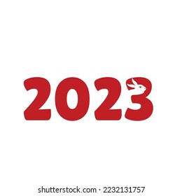 2023 New Year Numeric with Bunny's White Silhouette