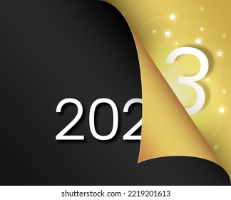 2023 New Year. Postcard, poster or banner. Vector illustration.