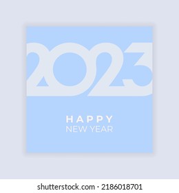 2023 new year poster. Blue pastel color. Merry Christmas and happy New Year. Cover, banner, background. Vector illustration
