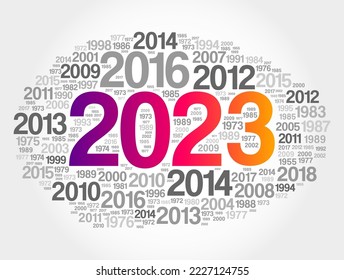 2023 New Year and previous years word cloud collage