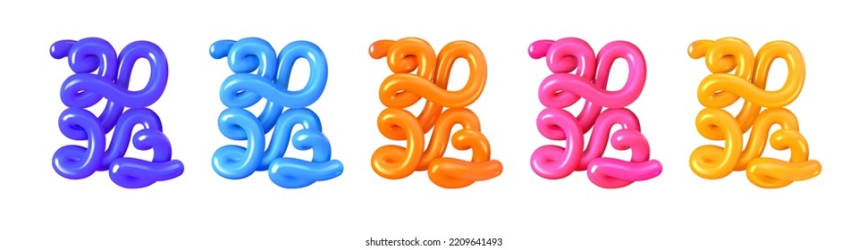 2023 new year. Realistic, continuous 3D lettering. Christmas. Vector illustration