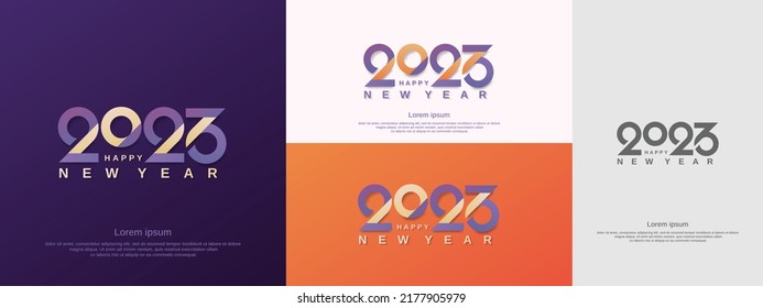 2023 new year. Set of 2023 new year greeting