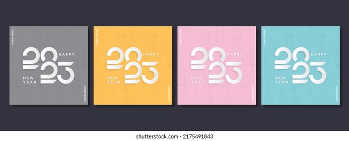 2023 new year. Set of 2023 new year square template for cover, greeting card, calendar, flyer and media post