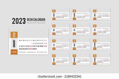 2023 New Year simple desk calendar template , Daily Desk Calendar