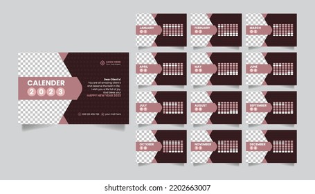 2023 new year simple desk calendar planner template design