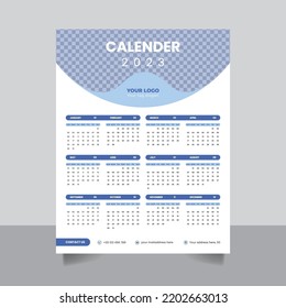 2023 new year simple wall calendar planner template design