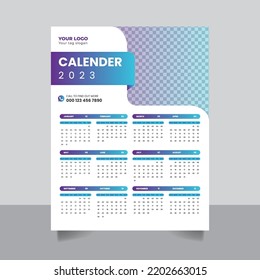 2023 diseño de plantilla de calendario de pared simple de año nuevo