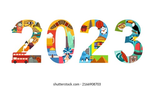 2023 New Year travel illustration