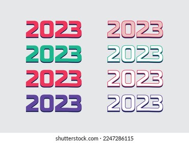 Ilustración vectorial de diseño de texto de 2023 de año nuevo