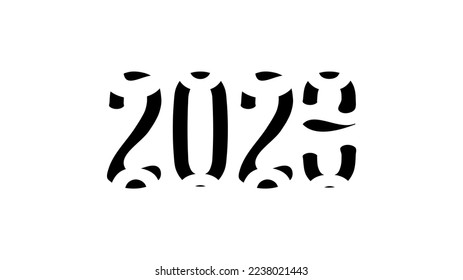 2023 New Year unique logo text design vector illustration. 2023 number icon design template in trendy style. Editable graphic resources for many purposes. 