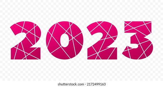 Neujahr 2023, Vektorsymbol. rosafarbenes Farbverlauf-Symbol einzeln auf transparentem Hintergrund. Melden Sie sich für Webdesign, Infografik Element, Dekoration, Veranstaltung, Feiern, Winterferien