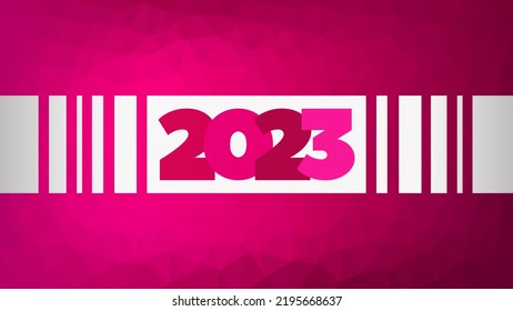 Icono vectorial de año nuevo 2023. Fondo rosado bajo de poli. Elemento para negocios, diseño web, infografía, evento, celebración, congraciación, página, presentación, calendario, vacaciones de invierno