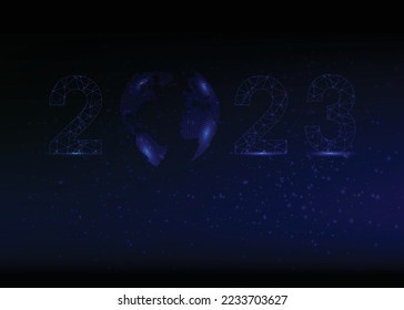 2023 new year world digital technology concept.