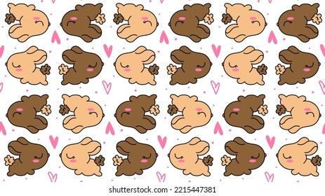 2023 New Year's card with cute illustrations of many rabbits running