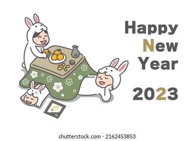 2023 New Year's card rabbit vector illustration
