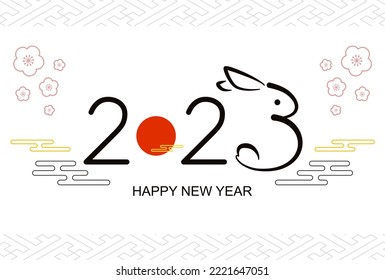 2023 New Year's card with rabbit logo Year of the Rabbit 2023 horizontal =