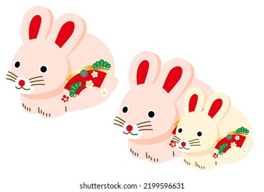 2023 New Year's card-white background illustration material with Japanese pattern.The character in the work means rabbit in Japanese.
Also, the text means happy new year.