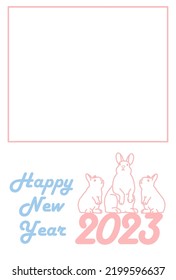 2023 New Year's card-white background illustration material with Japanese pattern.The character in the work means rabbit in Japanese.
Also, the text means happy new year.