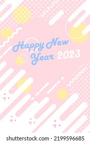 2023 New Year's card-white background illustration material with Japanese pattern.The character in the work means rabbit in Japanese.
Also, the text means happy new year.