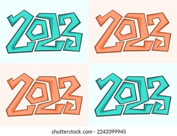 2023 number with cute geometric line style