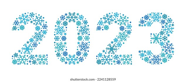 2023 Zahl aus Schneeflocken. Vektorgrafik