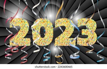 Números de 2023 en fondo negro
