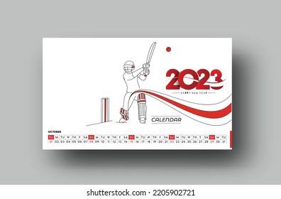 2023 October Calendar Happy New Year Design.