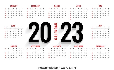2023 office calendar background in full page style vector 