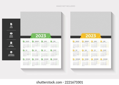 2023 one page two colour wall calender design, Business Corporate colour 2023