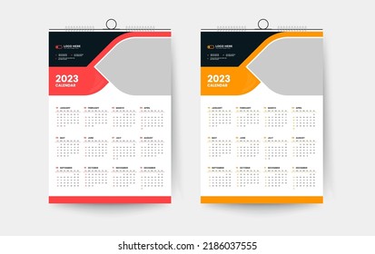 2023 one page wall calendar design template, 2023 colorful abstract creative calendar design 