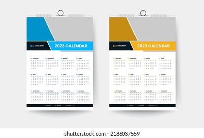 2023 one page wall calendar design template, 2023 colorful abstract creative calendar design 