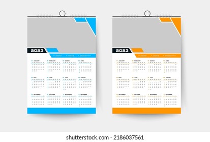 2023 one page wall calendar design template, 2023 colorful abstract creative calendar design 