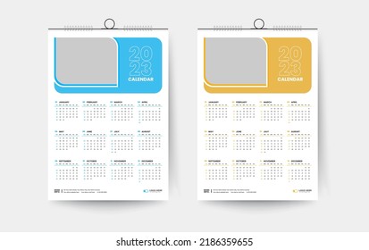 plantilla de diseño de un calendario de pared de una página para 2023, diseño de calendario creativo colorido abstracto 
