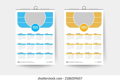 plantilla de diseño de un calendario de pared de una página para 2023, diseño de calendario creativo colorido abstracto 