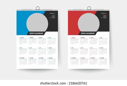 2023 one page wall calendar design template, 2023 colorful abstract creative calendar design 