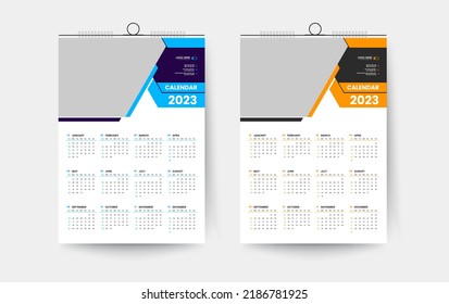 2023 one page wall calendar design template, 2023 colorful abstract creative calendar design 