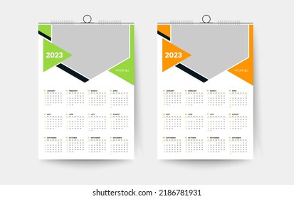 2023 one page wall calendar design template, 2023 colorful abstract creative calendar design 