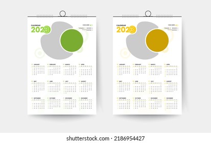 2023 one page wall calendar design template, 2023 colorful abstract creative calendar design 