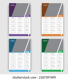 2023 one page wall calendar design template