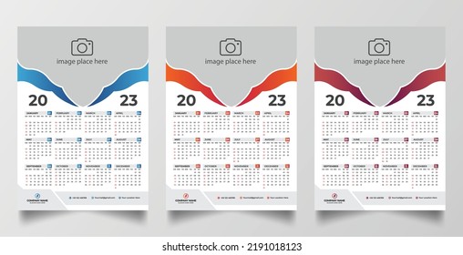 2023 one page wall calendar design template