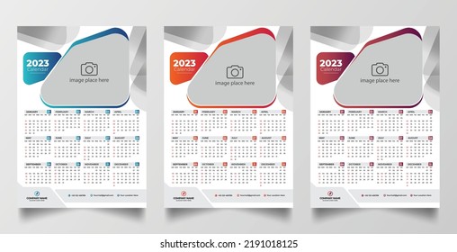 2023 one page wall calendar design template
