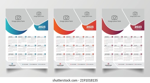 2023 one page wall calendar design template