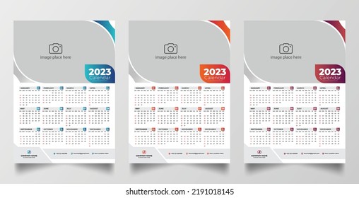 2023 one page wall calendar design template