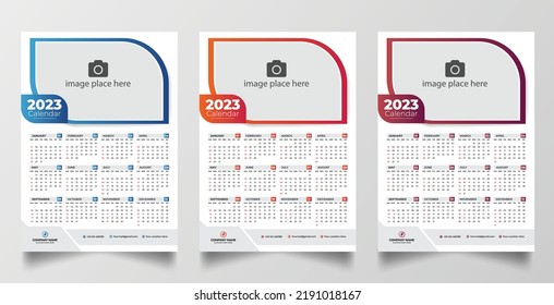 2023 one page wall calendar design template