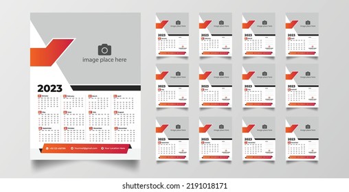 2023 One Page Wall Calendar Design Template