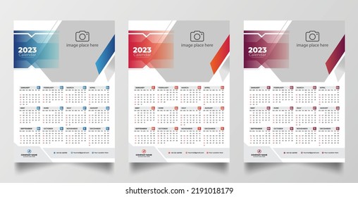 2023 one page wall calendar design template